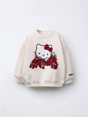 Zara Hello Kitty Cream Sweatshirt with Red Cherry Graphic